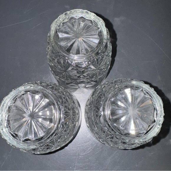 Pressed Glass Crown Point 3 Whiskey Glasses On The Rocks Barware - Picture 7 of 10